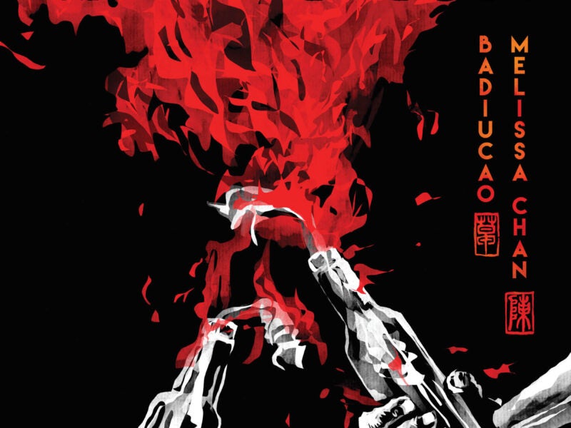 Book cover for graphic novel, "you must take part in the revolution". Title in yellow lettering on black background. Red flames and hands holding bottles in the foreground.